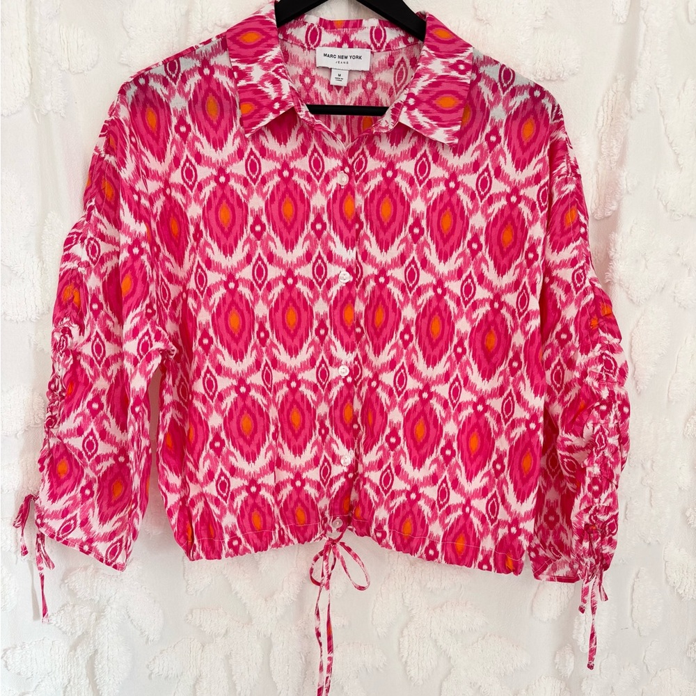 Marc New York Cropped Cotton Blouse Medium
